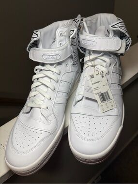 adidas White High-Top Leather Sneakers with Ankle Strap